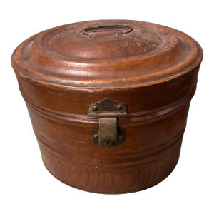 Antique Victorian Grain Painted Oval Metal Hat Box