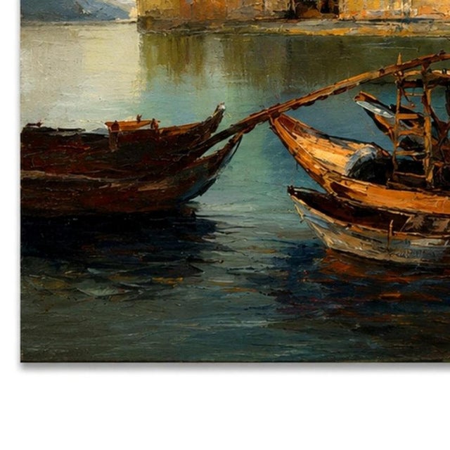 Modern Jusa, Ribeira Do Porto, 20th Century, Acrylic on Canvas For Sale - Image 3 of 6