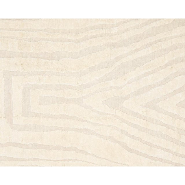 Beige Large Hand-Knotted Wool Rug by Azele Studio For Sale - Image 8 of 9