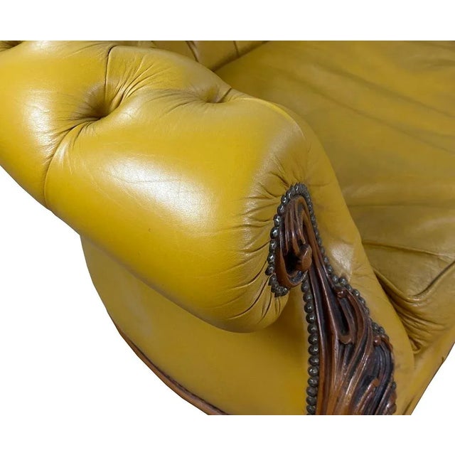 Wood Vintage Chesterfield Sofa in Bold Mustard Yellow Leather, 1990s For Sale - Image 7 of 11