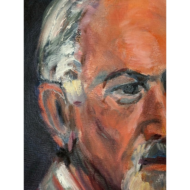 Red 1980s Portrait of a Seated Man For Sale - Image 8 of 12