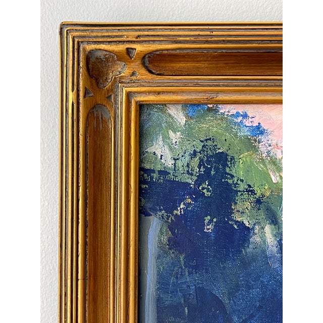 Late 20th Century Pair Modern Impressionist Oil Paintings of Garden by Day & Garden at Dusk, Framed For Sale - Image 4 of 17