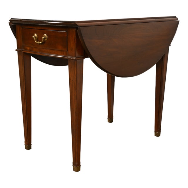 Ethan Allen Georgian Cherry Wood Drop Leaf Pembroke Side Table, Circa 1970s For Sale