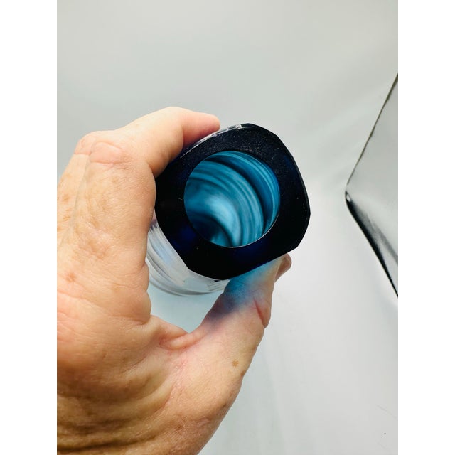 Blue Large Art Glass Vase For Sale - Image 8 of 9