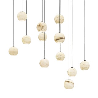 Rain Balls Pendant Lamps by United Alabaster, Set of 12 For Sale