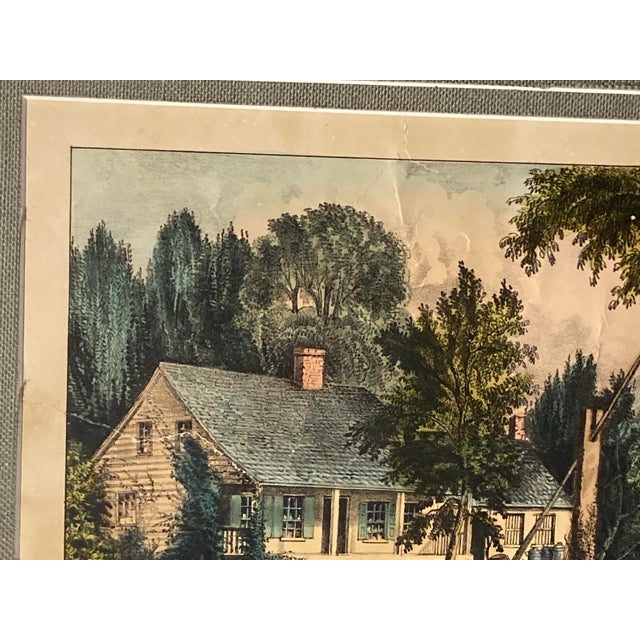 American Americana Original Hand Colored 1872 Lithographs From Currier & Ives the Old Oaken Bucket For Sale - Image 3 of 10