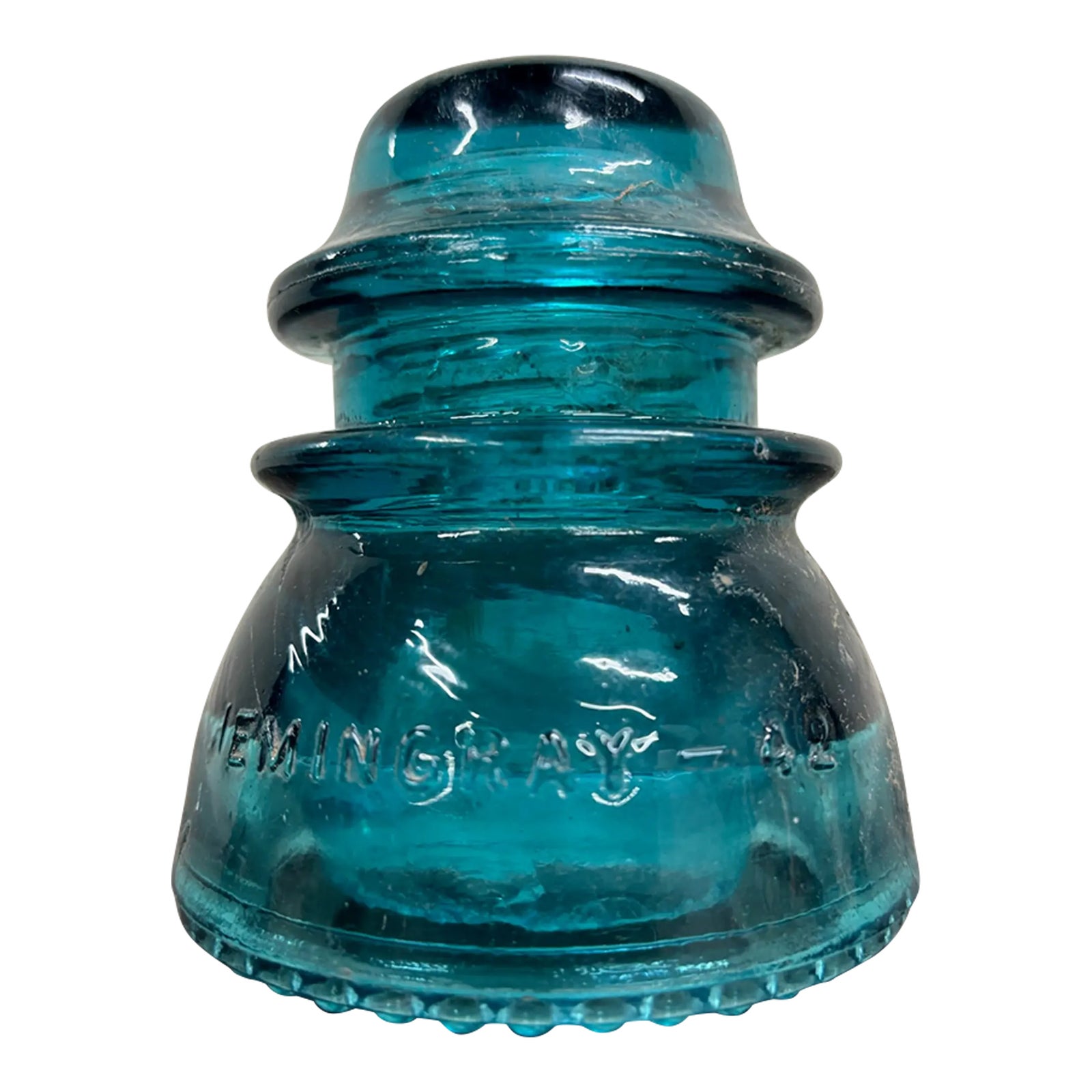 Vintage Hemingray 40 Aqua Teal Glass Insulator | Chairish