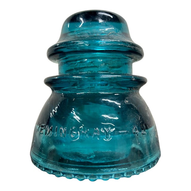 Vintage Hemingray 40 Aqua Teal Glass Insulator For Sale