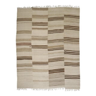 Vintage White Brown Turkish Kilim - 9'3" x 11'3" For Sale