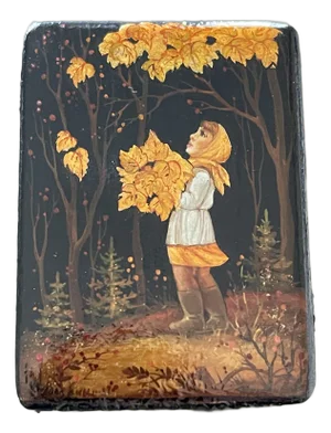 1950s Antique Lacquer Box on Gold Leaf Signed