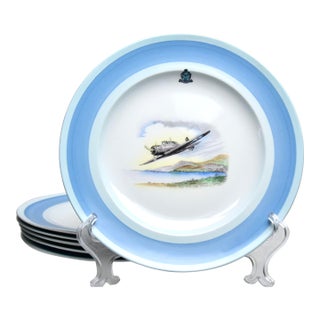 Mid 20th Century Shelley Airplane Plates, Set of 6 For Sale