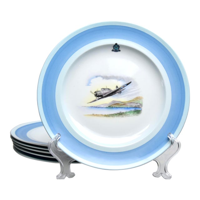 Mid 20th Century Shelley Airplane Plates, Set of 6 For Sale