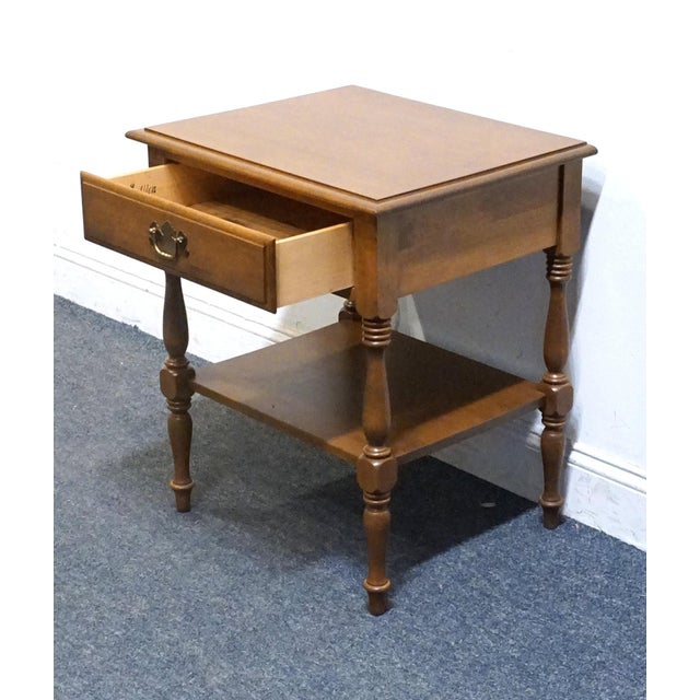 Ethan Allen Heirloom Nutmeg Maple Colonial Early American 22" Tiered Nightstand 10-5326 For Sale In Kansas City - Image 6 of 13