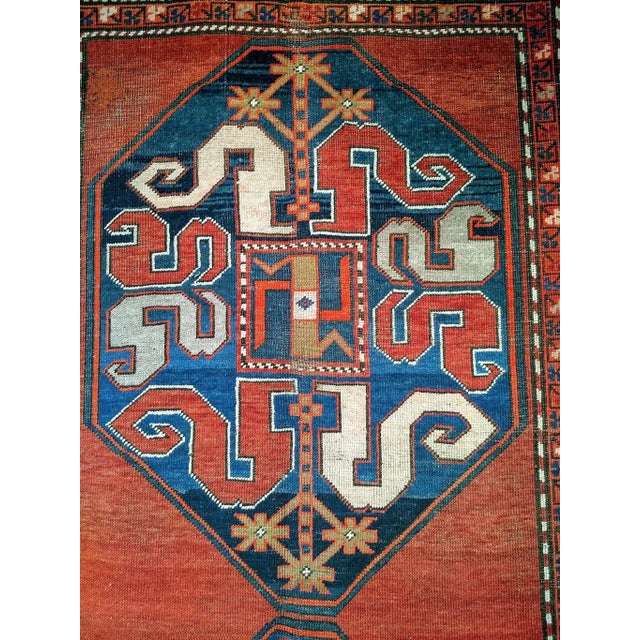 Antique Cloudband Kazak Area Rug, Hand-Knotted Wool, Geometric Design, 1800s For Sale - Image 4 of 10