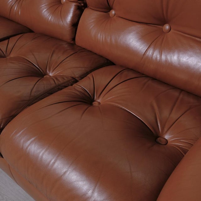 Italian Three-Seater Leather Sofa, 1970s For Sale - Image 11 of 18