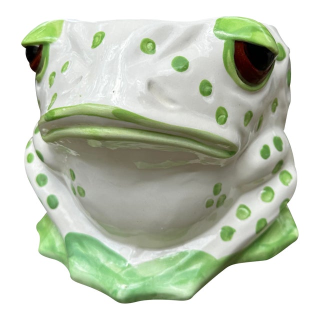 Vintage MCM 1970s Fitz and Floyd Spotted Frog Planter For Sale
