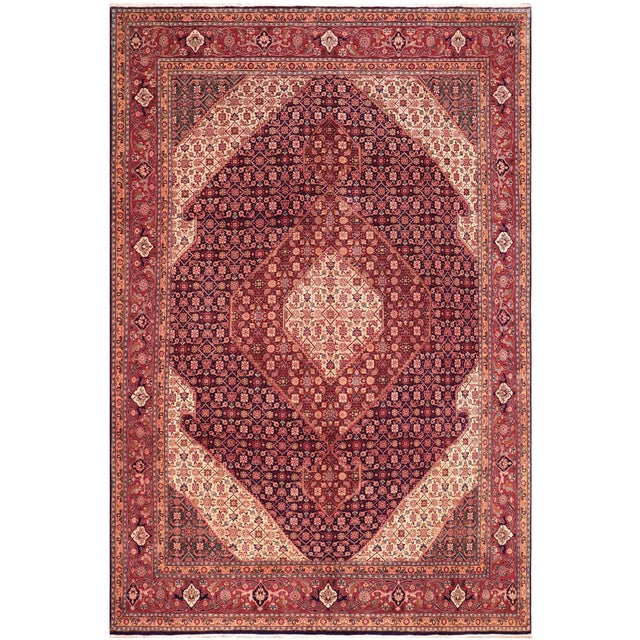 Boho Chic Persian Tabriz Mahi Blue/Red Wool Rug - 9'11'' X 12'6'' For Sale - Image 9 of 10