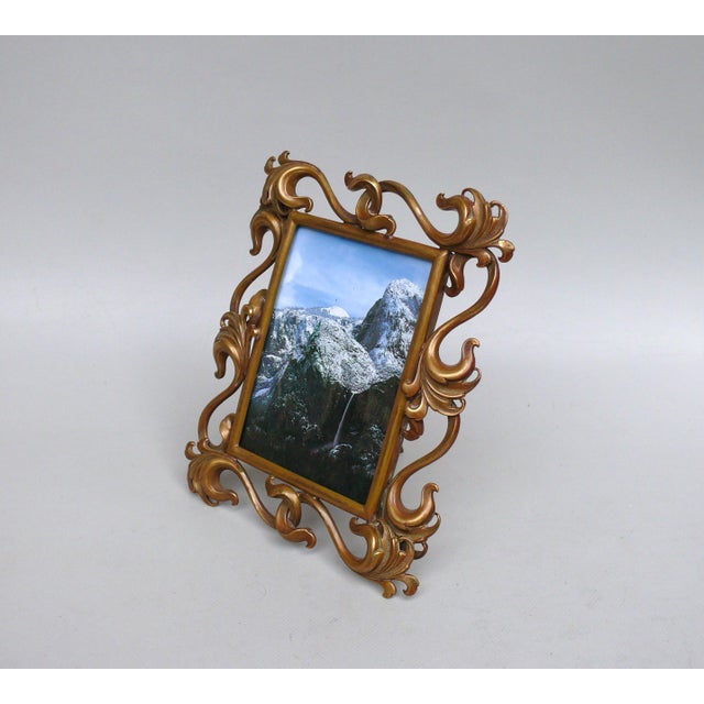 Art Nouveau Style Handmade Floral Picture Frame in Brass, Germany, 1890s For Sale - Image 3 of 18