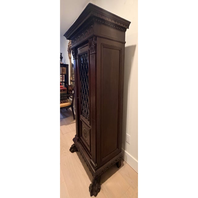 Wood Early 20th Century Italian Renaissance Revival Carved Walnut Bookcase For Sale - Image 7 of 11