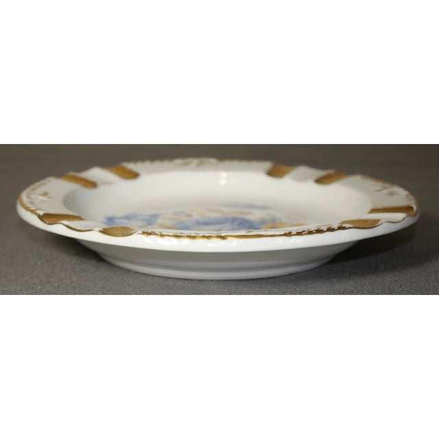 Traditional Vintage Mid 20th Century Czech Concordia Lesov Porcelain Gilded Floral Motif Ashtray For Sale - Image 3 of 5