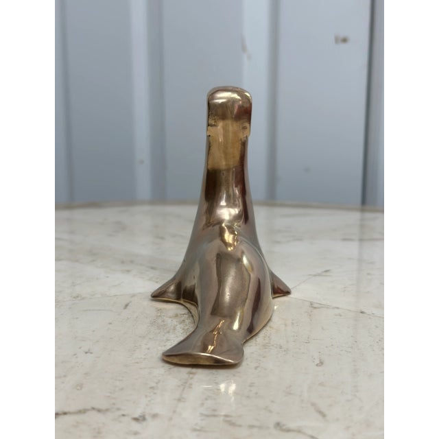 Mid 20th Century Vintage Brass Seal Figurine Paperweight For Sale - Image 5 of 7
