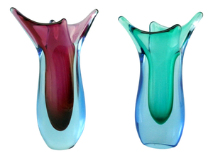Murano Sommerso Glass Vases attributed to Flavio Poli, Italy, 1930s, Set of 2