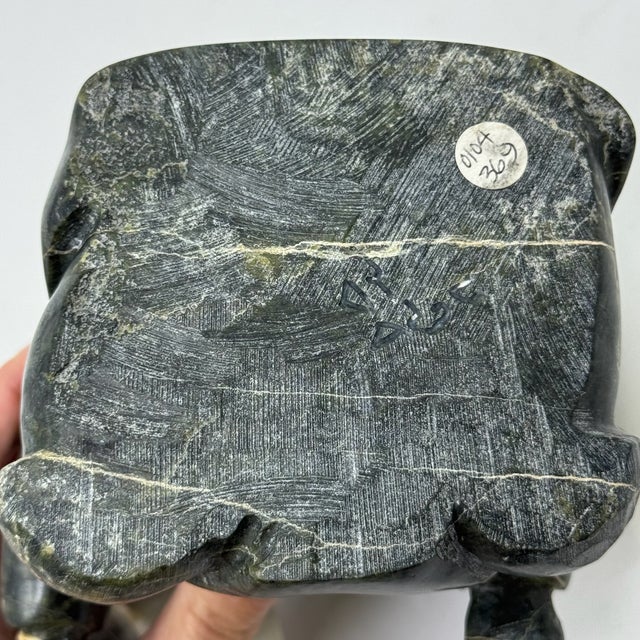 Black Vintage Hand Carved Signed Inuit Serpentine Figure With Bucket- Archie Ishulutuq For Sale - Image 8 of 10