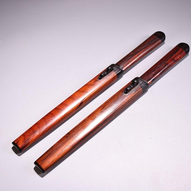 This is a matched pair of antique rosewood letter openers (paper knives), finely crafted from dense, richly grained wood....