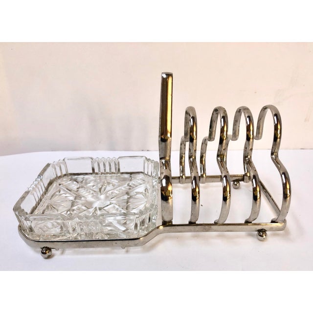 Antique English Silver Toast Rack With Cut Glass Butter Server Chairish