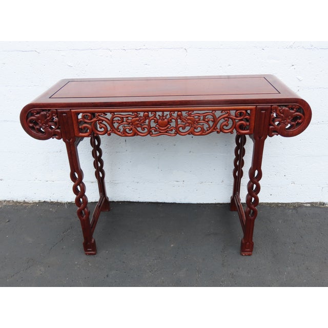 Chinese High Relief Solid Wood Altar Console Entry Table With Dragons Motif 6560 For Sale - Image 18 of 18