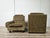 Mid-Century Modern Vintage Italian Lounge Chairs in Green Fabric and Wooden Base, 1970, Set of 2 For Sale - Image 3 of 16