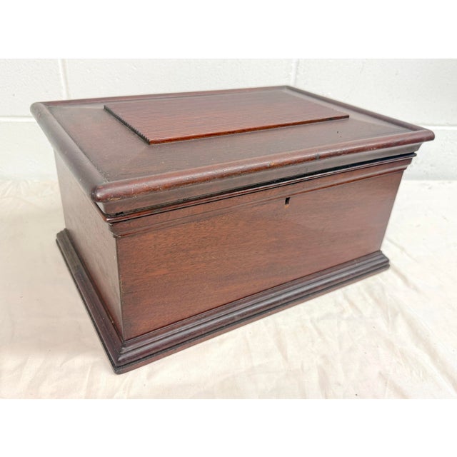 Up for sale is a very nice quality antique 19th century handmade mahogany wooden dresser box. The piece has very intricate...