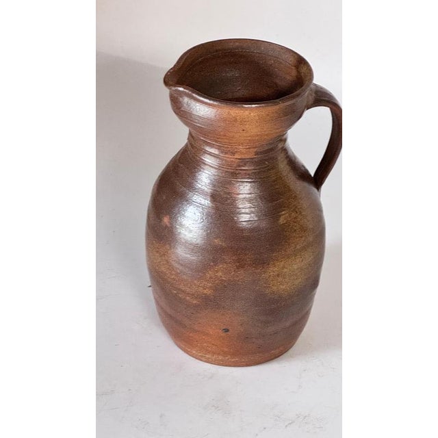 French Handcrafted Studio Stoneware Pitcher, 1950s For Sale - Image 3 of 11