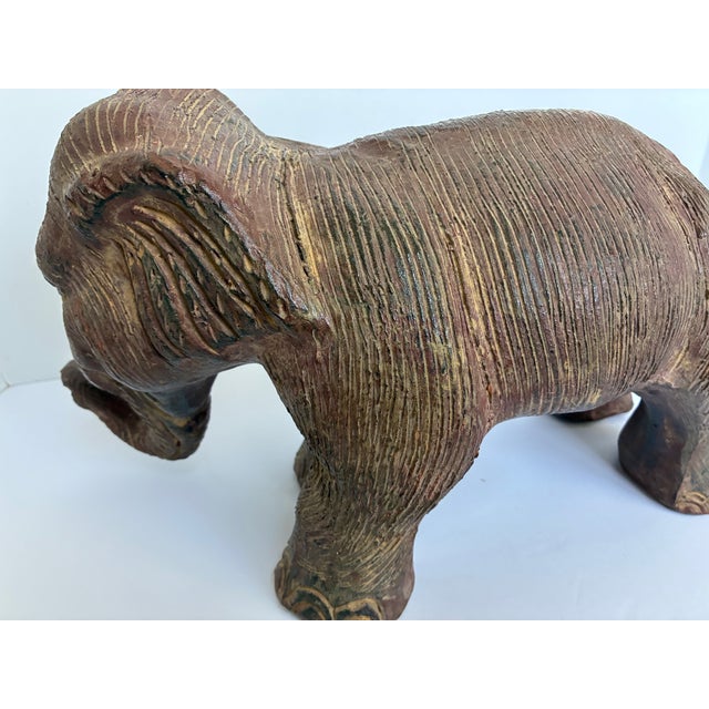 Brown Vintage Terracotta Asian Elephant Decorative Statue | Garden Statuary For Sale - Image 8 of 12