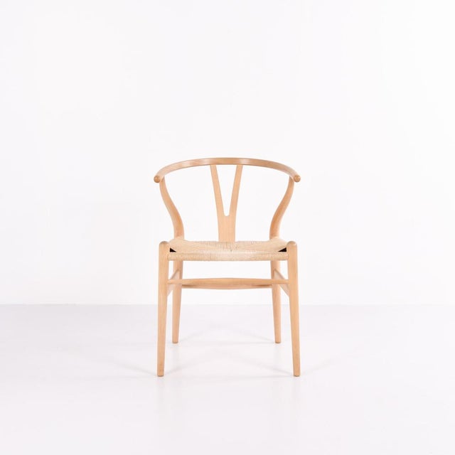 Model CH24 Wishbone Chairs in Beech and Cord by Hans J. Wegner for Carl Hansen & Søn, 1970s, Set of 6 For Sale - Image 3 of 17