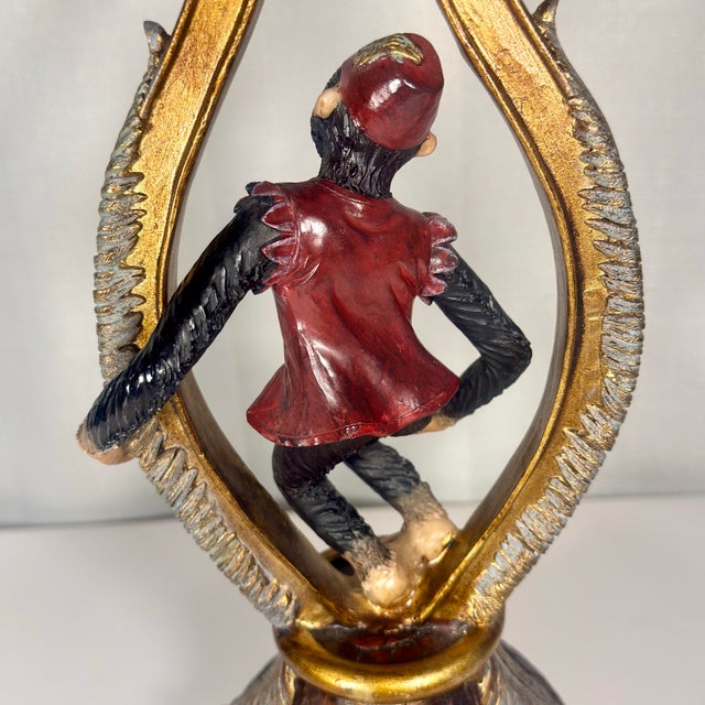 Vintage Hollywood Regency Singerie Bell Hop Monkey Table Lamp For Sale - Image 11 of 16