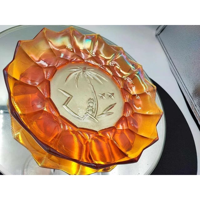 Vintage Iridescent Glass Plate, 1940s For Sale - Image 4 of 7