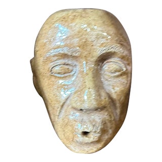 1960s Hand Carved Glazed Clay Folkart Sculpture For Sale