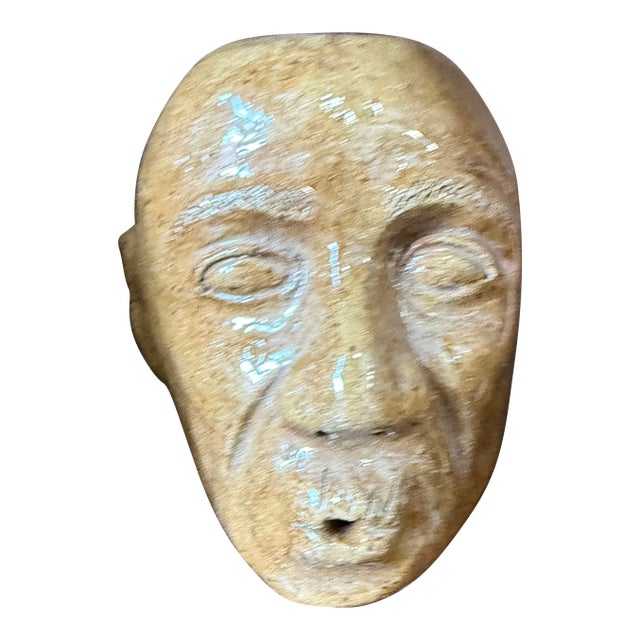 1960s Hand Carved Glazed Clay Folkart Sculpture For Sale