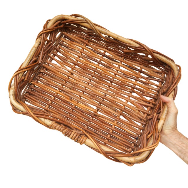 Mid-Century Chunky Rectangular Wicker Bread Basket For Sale - Image 12 of 12