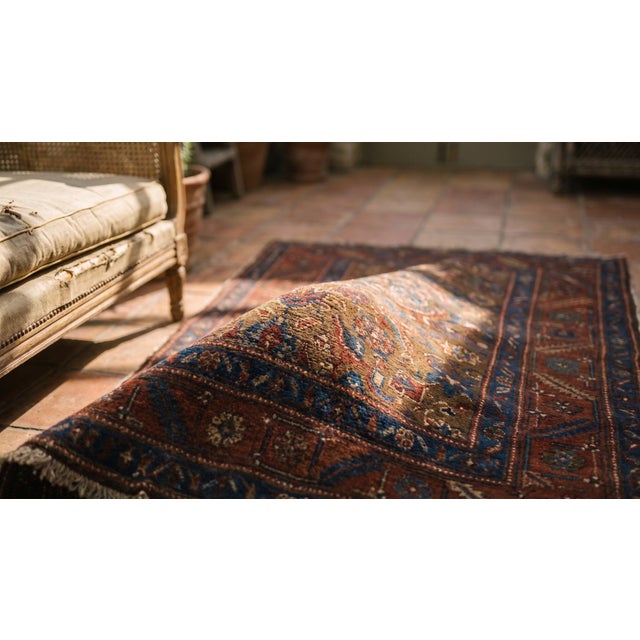 Brown 1890s Brown Tribal Herati n.w. Persian Bakshaiesh Runner Rug 3'6" X 14'2" Handknotted Wool Carpet For Sale - Image 8 of 9