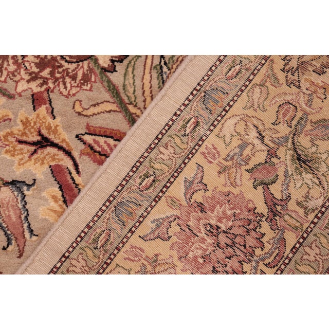 Textile Shabby Chic Floral 1990's Pak-Persian Taupe/Gold Wool Rug - 6'0'' X 9'8'' For Sale - Image 7 of 9