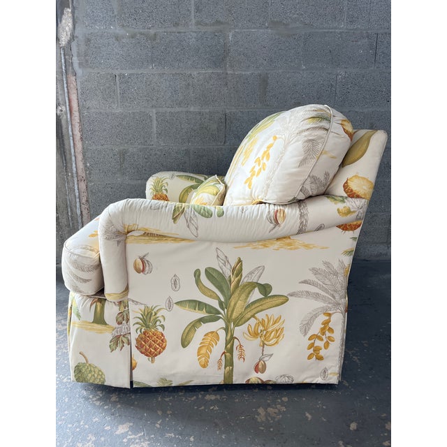 Textile Botanical Print Upholstered Lounge Chair by Sherrill Furniture Co. Circa 1980's. For Sale - Image 7 of 18