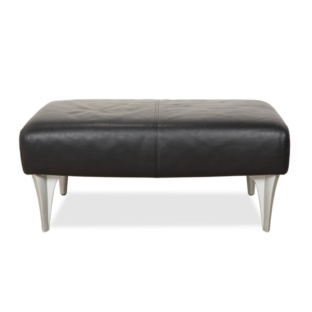 Black Model 1600 Ottoman in Black Leather from Rolf Benz For Sale - Image 8 of 10