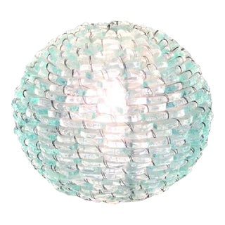 Italian Frosted Glass and Wire Mesh Tao Lamp, 1960s For Sale