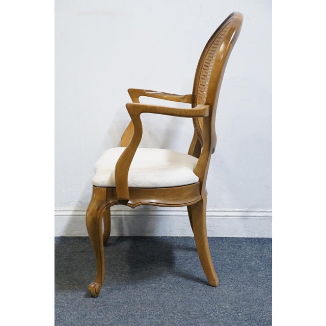 Late 20th Century White of Mebane Country French Provincial Caned Round Back Dining Arm Chair For Sale - Image 5 of 9