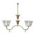 Brass 2-Arm Electrified Gas Chandelier With Pressed Glass Shades C1890 For Sale