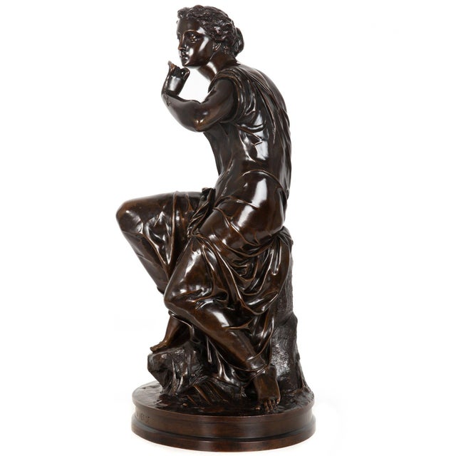 French Bronze Sculpture “La Fil De La Vierge” by Pierre-Emile Hebert Ca. 1880 For Sale - Image 4 of 18
