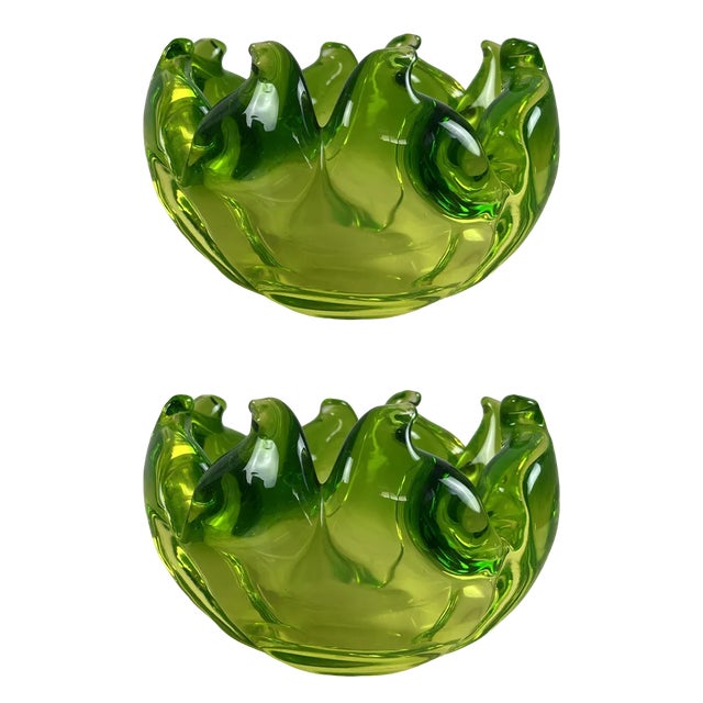 Italian Ashtrays in Murano Glass, 1980, Set of 2 For Sale