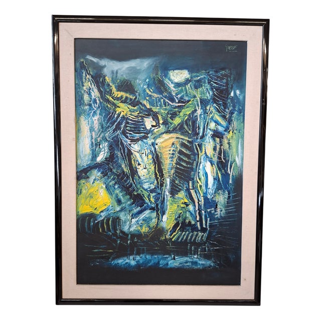 G. Aprosi, Informal Abstract Composition, 1980, Painting on Canvas, Framed For Sale